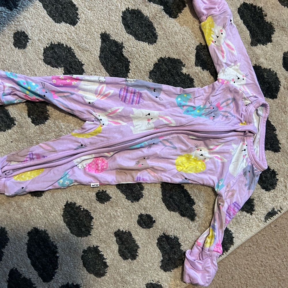 Little Sleepies Bunny Print Footie - Lavender